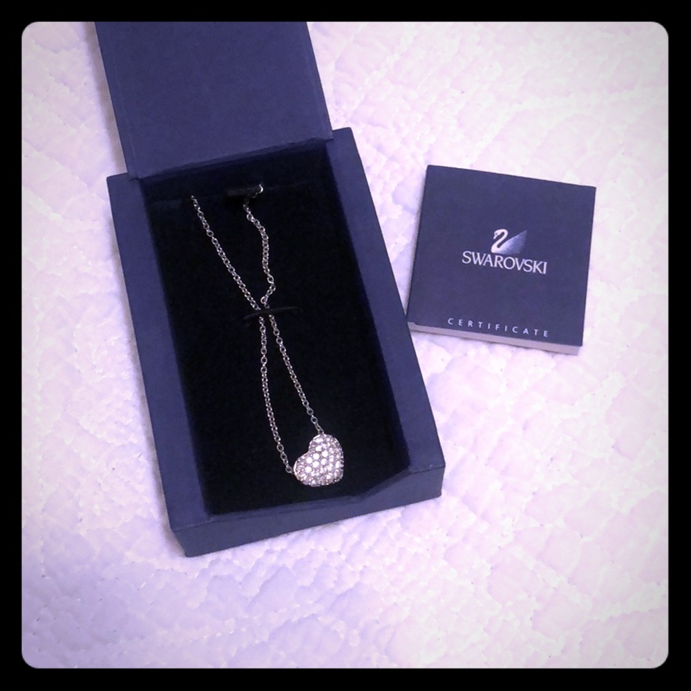 Swarovski Sliver heart necklace with crystals